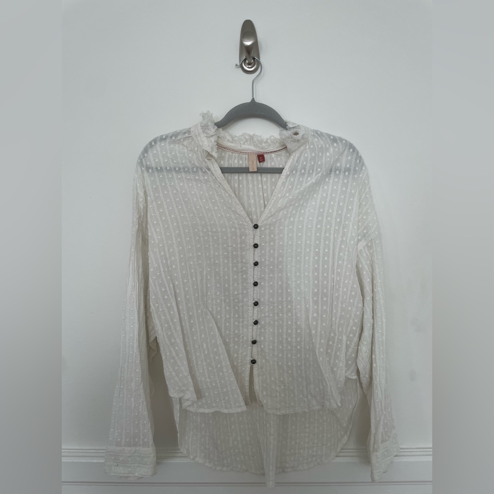 Anthropologie Glitter Detail White Blouse